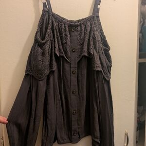 Women's Off-Shoulder Button-Down Top